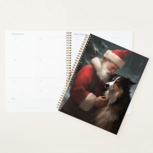 Border Collie With Santa Claus Festive Christmas Planner