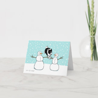Border Collie with Snowmen | Dog Agility Christmas Holiday Card