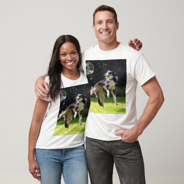 border collie with soap bubbles T-Shirt (Unisex)