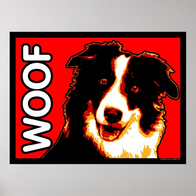 Border Collie WOOF Poster (Front)