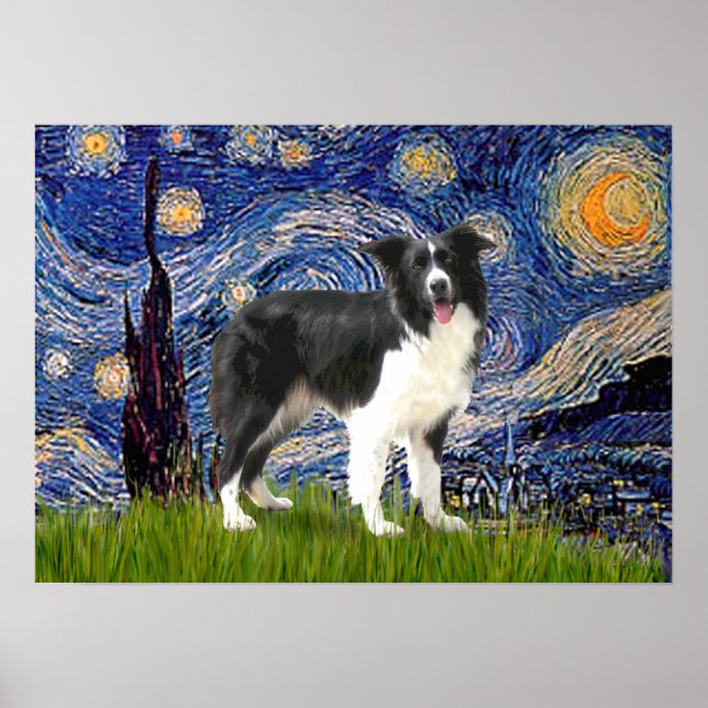 Border Collie (Z) - Starry Night Poster (Front)
