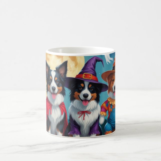 Border Collies Dogs Pumpkin Halloween Funny Coffee Mug (Center)