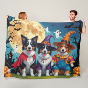 Border Collies Dogs Pumpkin Halloween Funny Fleece Blanket