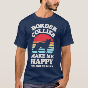 Border Collies Make Me Happy Sunset Retro for Men T-Shirt