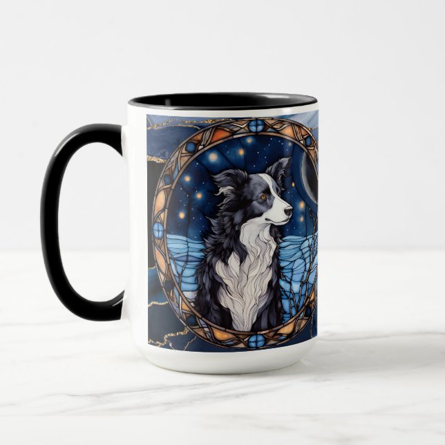 Border Collies on a Starry Night Mug (Left)