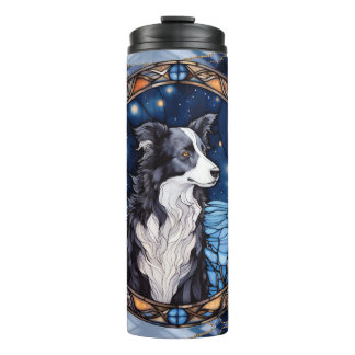 Border Collies on a Starry Night Thermal Tumbler