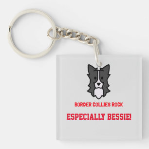 Border Collies Rock Personalized  Key Ring