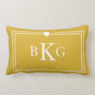 Border Frame Heart Pillow Gold