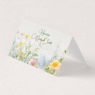 Border of Wildflowers Wedding Name Place Card