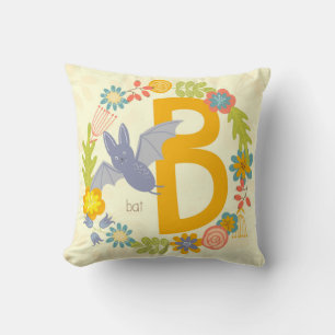 Border of Wildflowers Yellow Red Alphabet Letter B Cushion