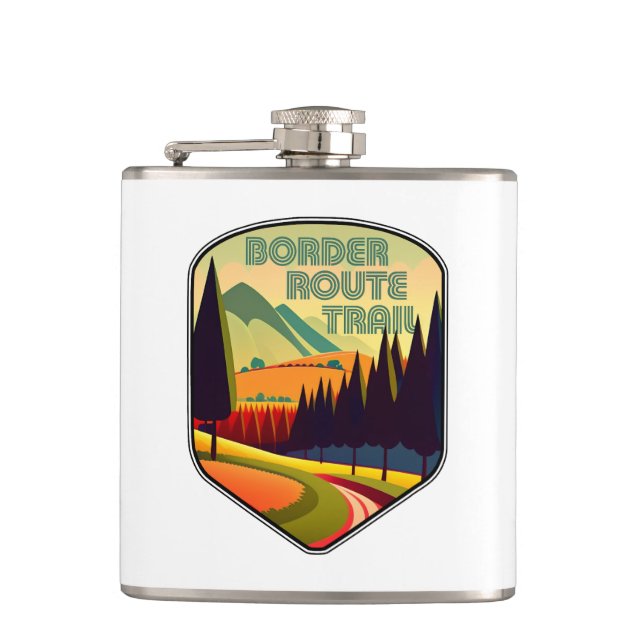Border Route Trail Minnesota Colours Hip Flask (Front)