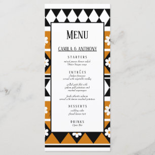 Border Stripe Flower Diamond Boho Floral Pattern Menu