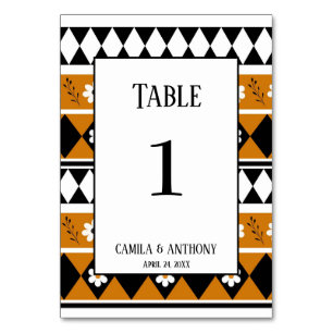 Border Stripe Flower Diamond Boho Floral Pattern Table Number