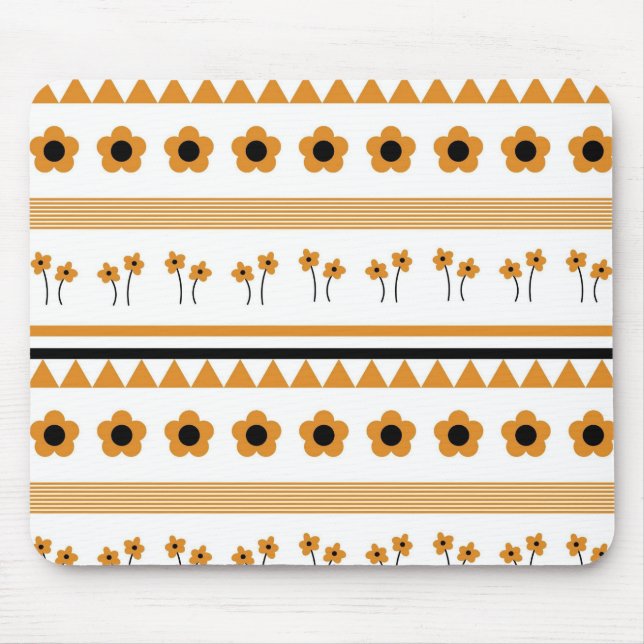 Border Stripe Flower Triangle Boho Pattern Mouse Pad (Front)