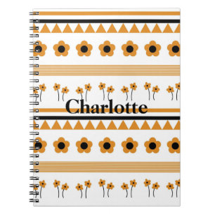 Border Stripe Flower Triangle Boho Pattern Notebook
