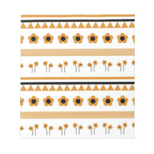 Border Stripe Flower Triangle Boho Pattern Notepad