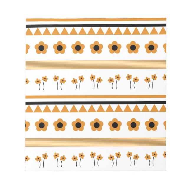 Border Stripe Flower Triangle Boho Pattern Notepad (Front)