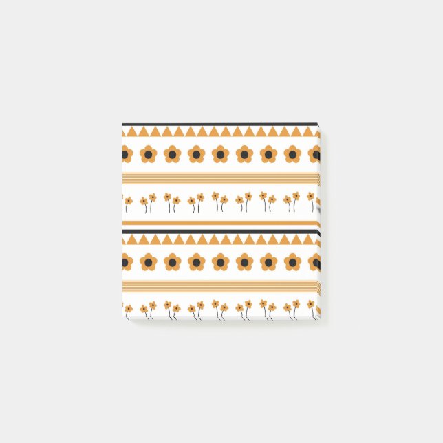 Border Stripe Flower Triangle Boho Pattern Post-it Notes (Front)