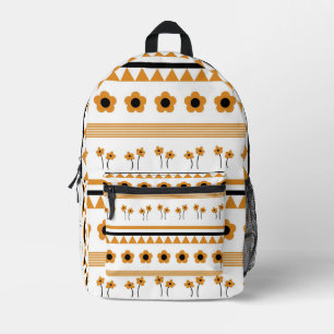 Border Stripe Flower Triangle Boho Pattern Printed Backpack