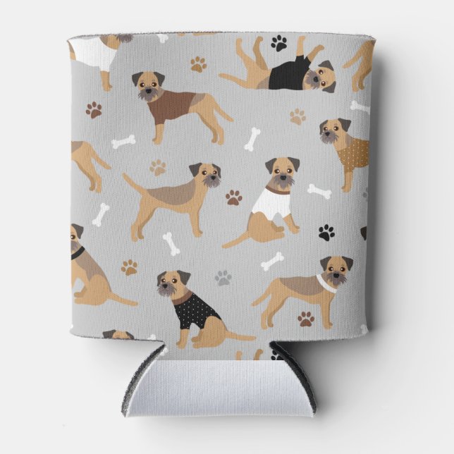 Border Terrier Bones and Paws Can Cooler (Front)