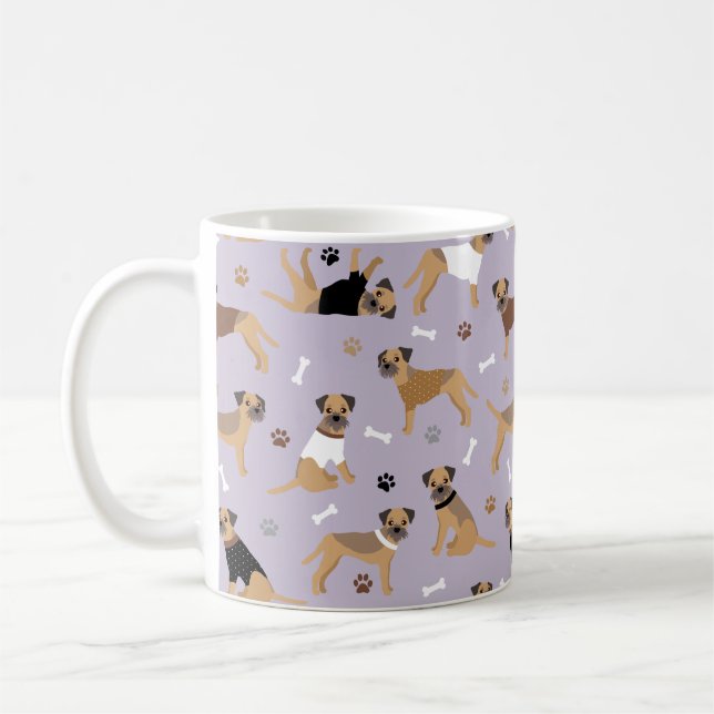 Border Terrier Bones and Paws Coffee Mug (Left)
