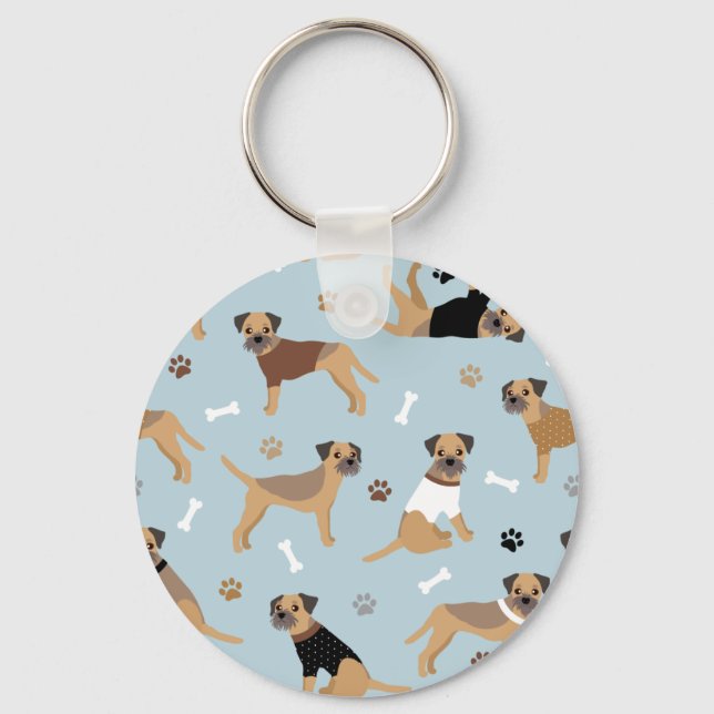 Border Terrier Bones and Paws Coffee Mug Keychain (Front)