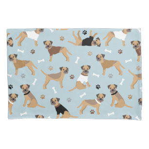 Border Terrier Bones and Paws Pillowcase