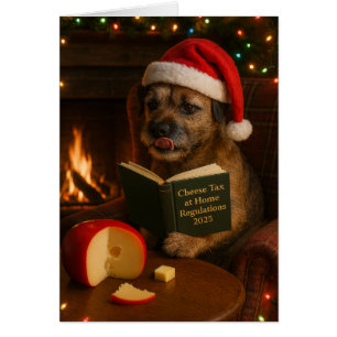 Border Terrier 'Cheese Tax' Christmas card