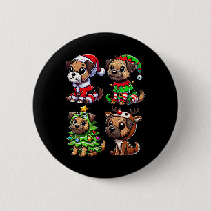 Border Terrier Christmas Tree Santa Elf Costume Do 6 Cm Round Badge