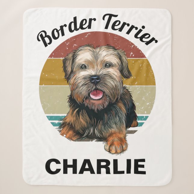 Border Terrier Custom Sherpa Blanket (Front)