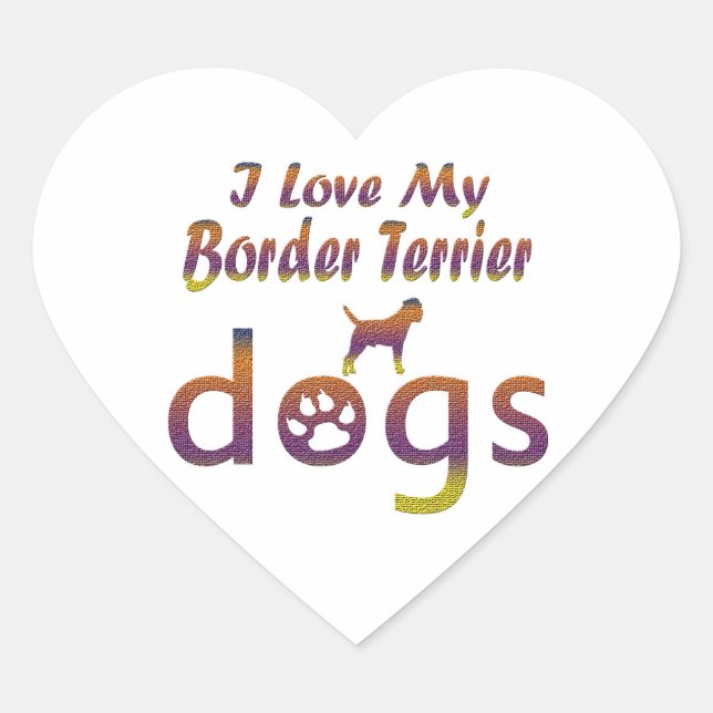 Border Terrier designs Heart Sticker (Front)