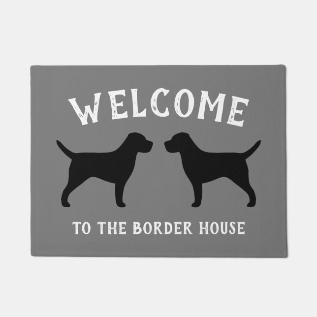 Border Terrier Dog Breed Silhouettes Custom Doormat (Front)