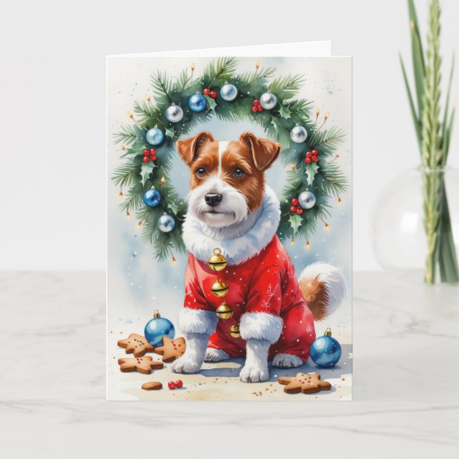 Border Terrier Dog Christmas Greeting Card (Front)