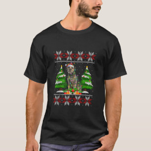 Border Terrier Dog Christmas Tree Lights Ugly Swea T-Shirt