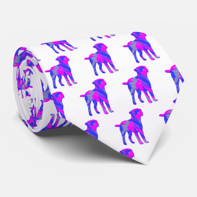 Border Terrier Dog Cute Pink Silhouette White Tie (Rolled)