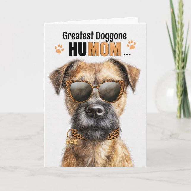 Border Terrier Dog Greatest HuMOM Mother's Day Holiday Card (Front)