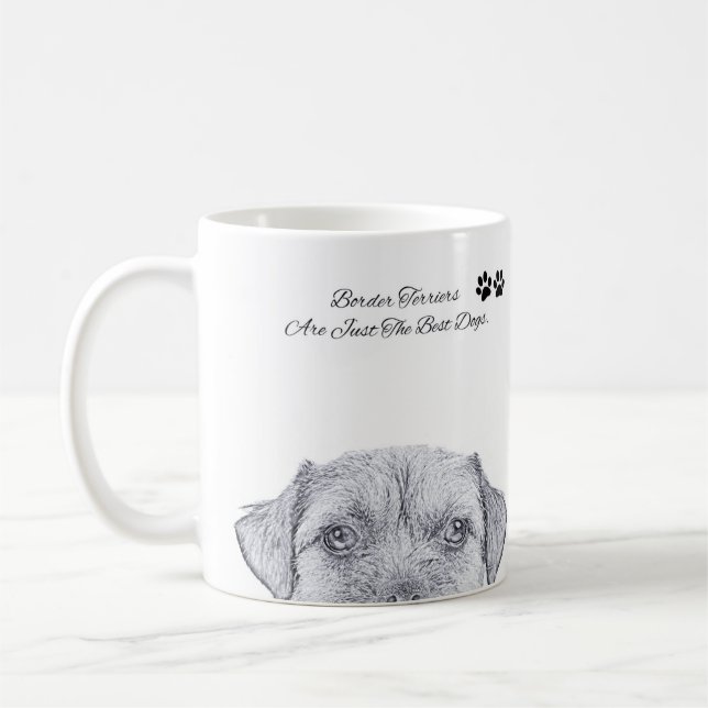 Border Terrier Dog Sketch, Gift Mug (Left)