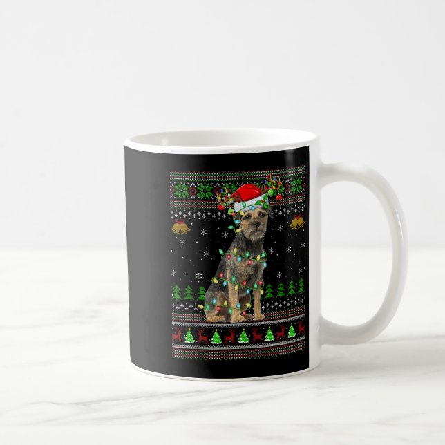 Border Terrier Dog Ugly Christmas Sweater Holiday  Coffee Mug (Right)