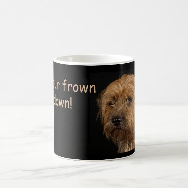 Border Terrier Dog White Mug, frown upside down Coffee Mug (Center)