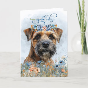 Border Terrier Dog Wildflowers Mother's Day Holiday Card