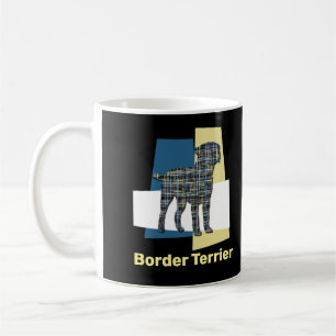Border Terrier Dog Yellow & Black Grid Lines Coffee Mug
