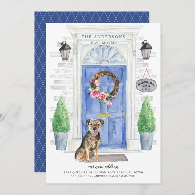Border Terrier Front Door Moving Announcement (Front/Back)