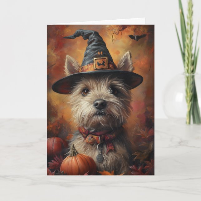 Border Terrier Halloween Holiday Card (Front)