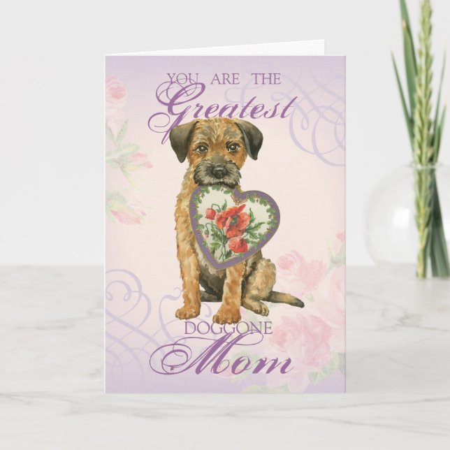 Border Terrier Heart Mum Card (Front)