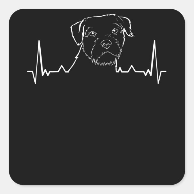 Border Terrier Heartbeat Square Sticker (Front)