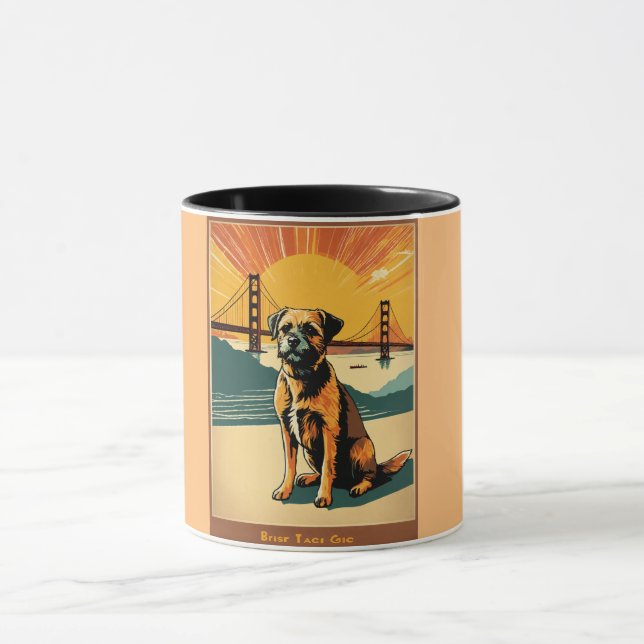 border terrier, mid century modern, Golden Gate Br Mug (Center)