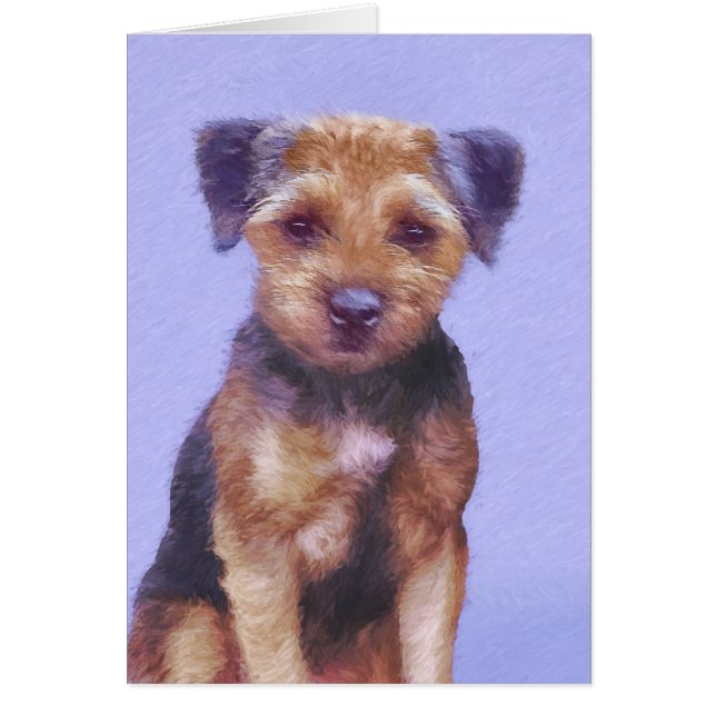 Border Terrier Painting - Cute Original Dog Art (Front)