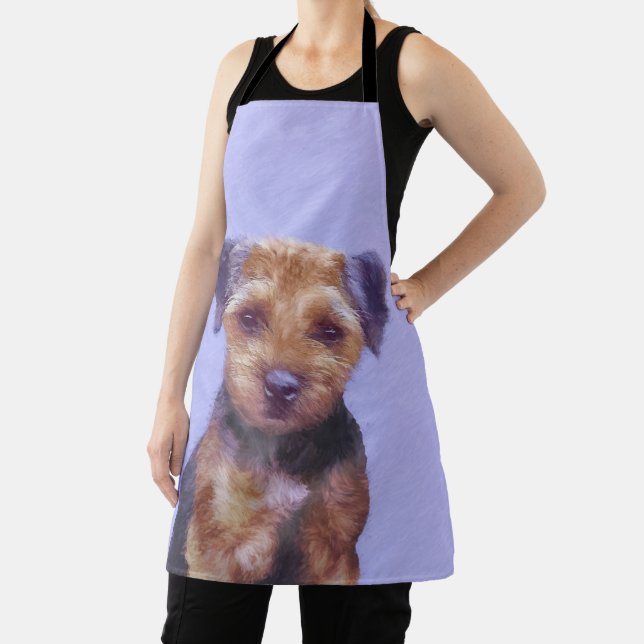 Border Terrier Painting - Cute Original Dog Art Apron (Insitu)