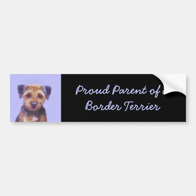 Border Terrier Painting - Cute Original Dog Art Bumper Sticker (Front)