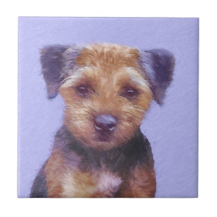 Border Terrier Painting - Cute Original Dog Art Ceramic Tile